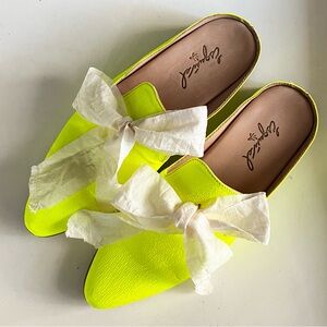 Esquivel Los Angeles Leather Bow Slip On Flats